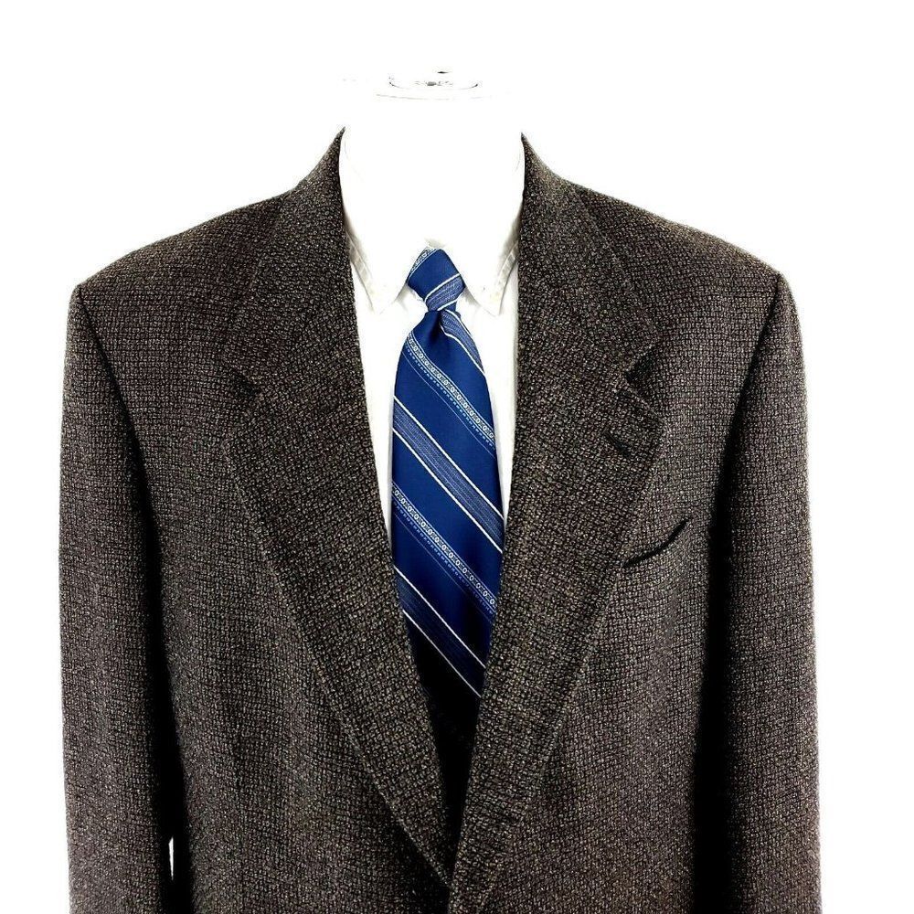 Pierre Cardin Wool Tweed 2 Button Sport Coat 42R‎ Black Green Check Spec